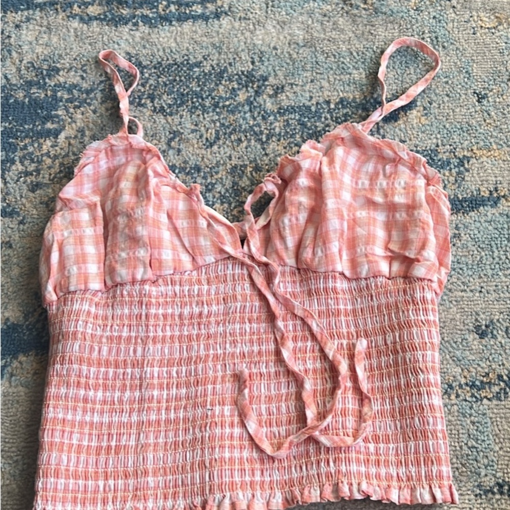 Forever 21 Peach Checkered Camisole